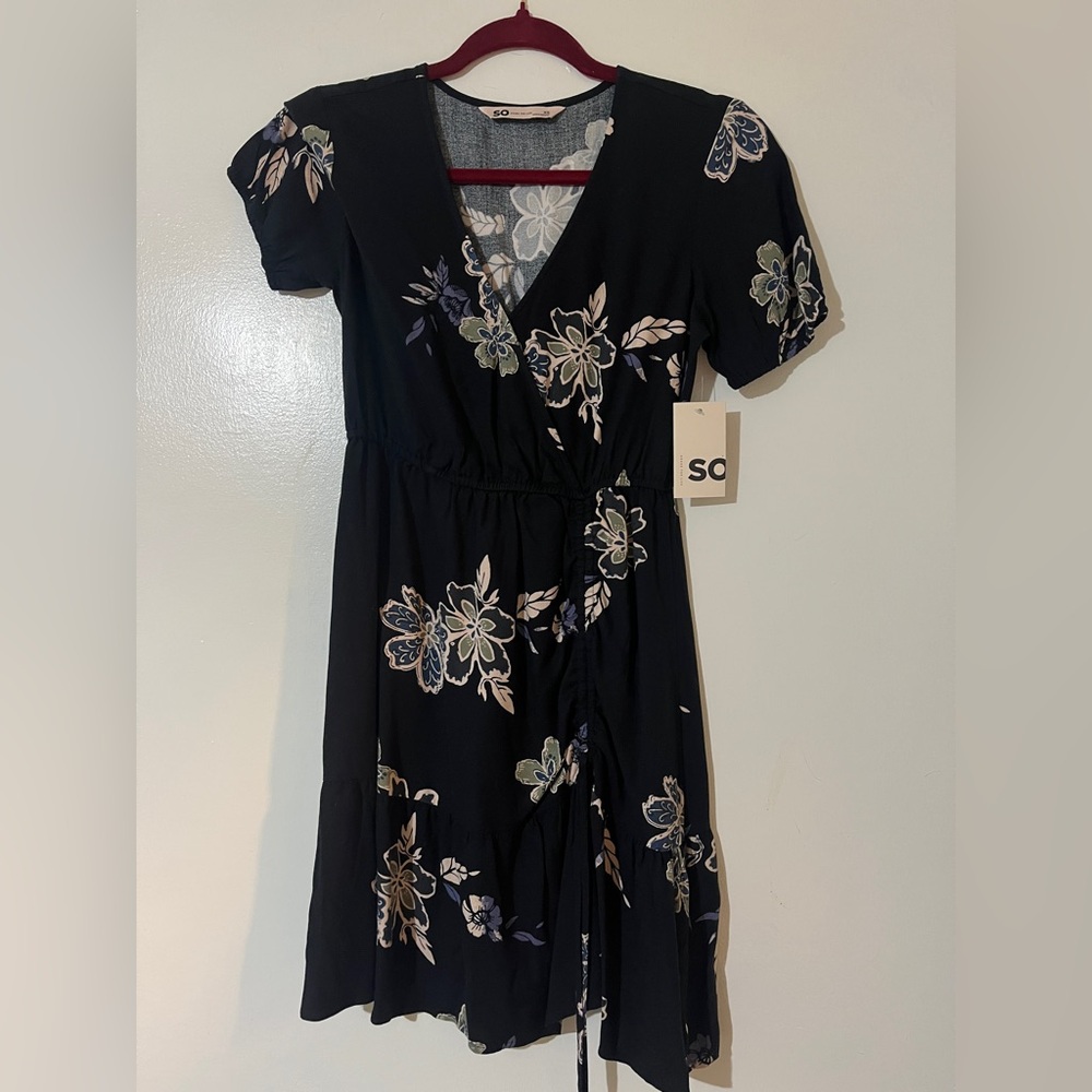 SO Black Floral Midi Dress